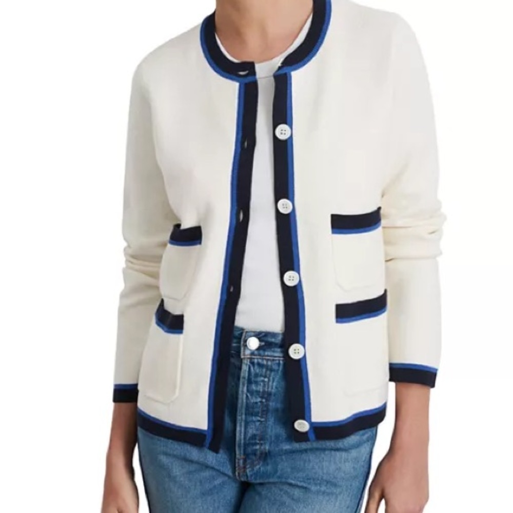 Alex Mill Tipped Cardigan Sweater, Size M, cotton, perfect for Spring